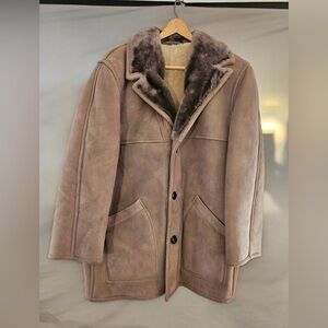 Genuine Shearling Coat - Brown, Size 44
